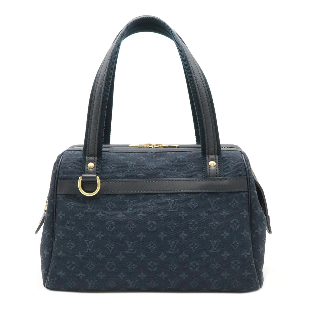 LOUIS VUITTON Monogram Josephine Handbag Boston Canvas Blue Shoulder strap